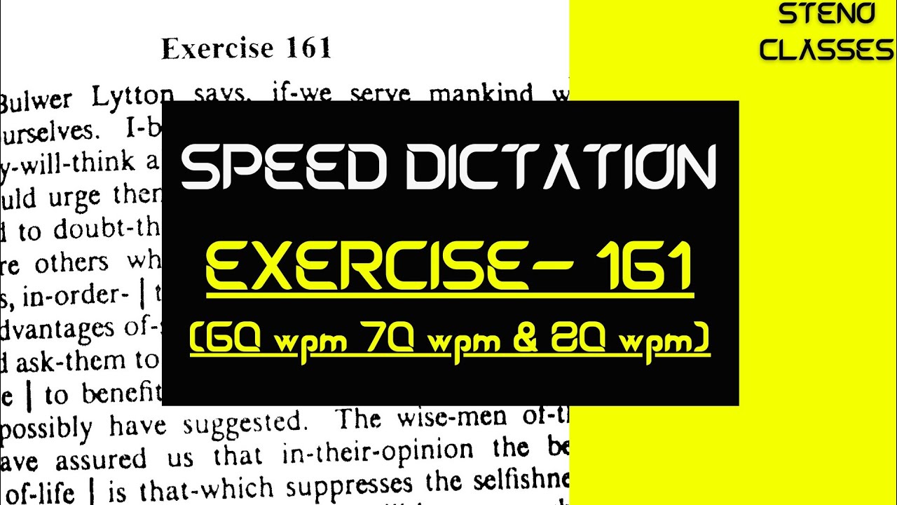 Speed Dictation of Exercise 161 (Instructor Book) | Pitman Shorthand (English) | 2022
