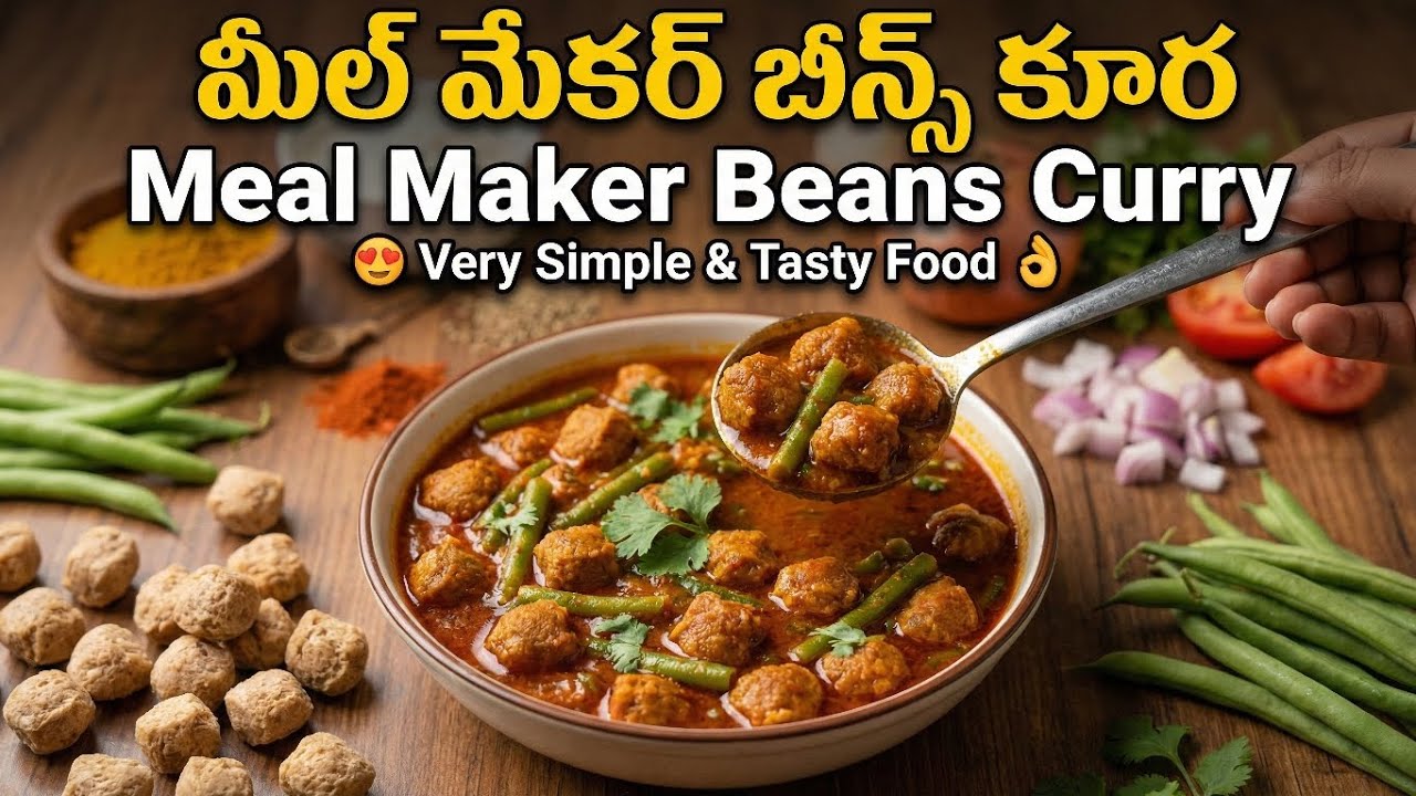 ఎంతో రుచిగా ఉండే #మీల్ #మేకర్ బీన్స్ కూర | #Simple & Tasty Meal Maker #Beans Curry Recipe in #Telugu