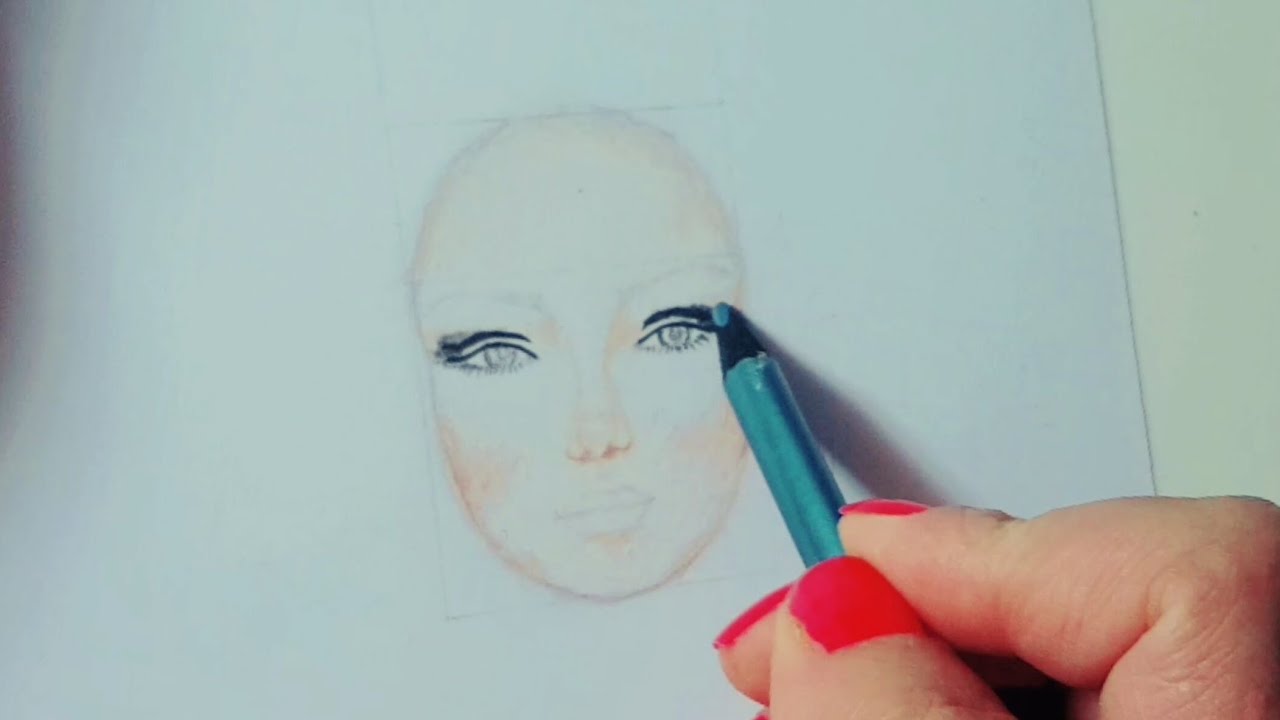 طريقة تلوين بشرة الوجه لعارضة أزياء للمبتدئين الدرس21من سلسلة رسم وجه عارضة أزياء خطوة خطوة👧✏😍