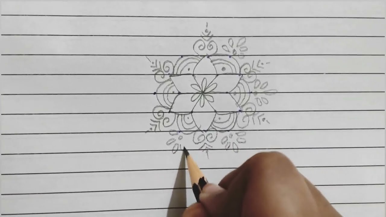 5×5 dot muggu design step by step | easy daily rangoli | border kolam | beginner friendly design