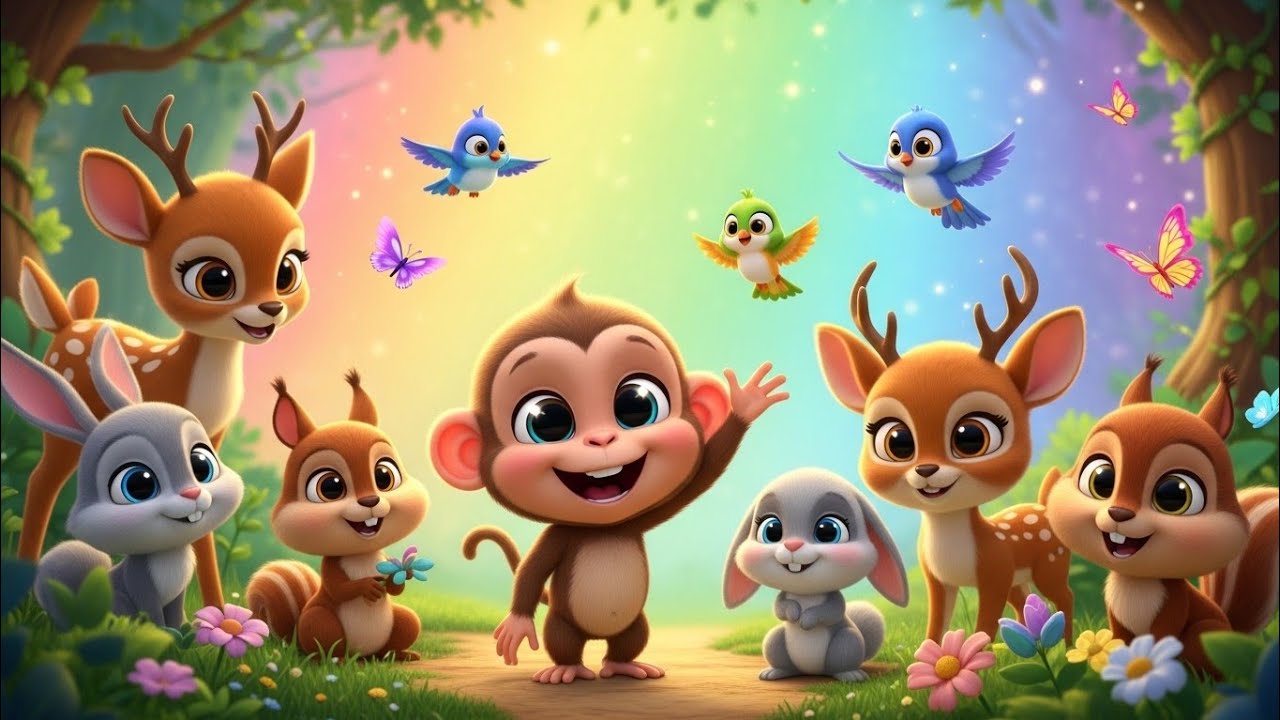 Cute Jungle Animals 🐒🦜 | Happy Monkey & Bird Cartoon Forest | Fun Kids Video #alifkidscartoon 