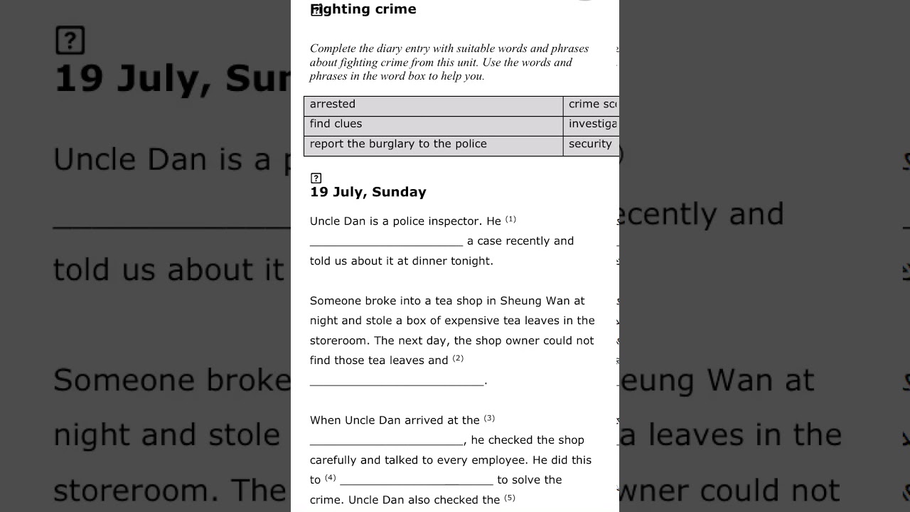 Fighting crime (unit 3) vocab