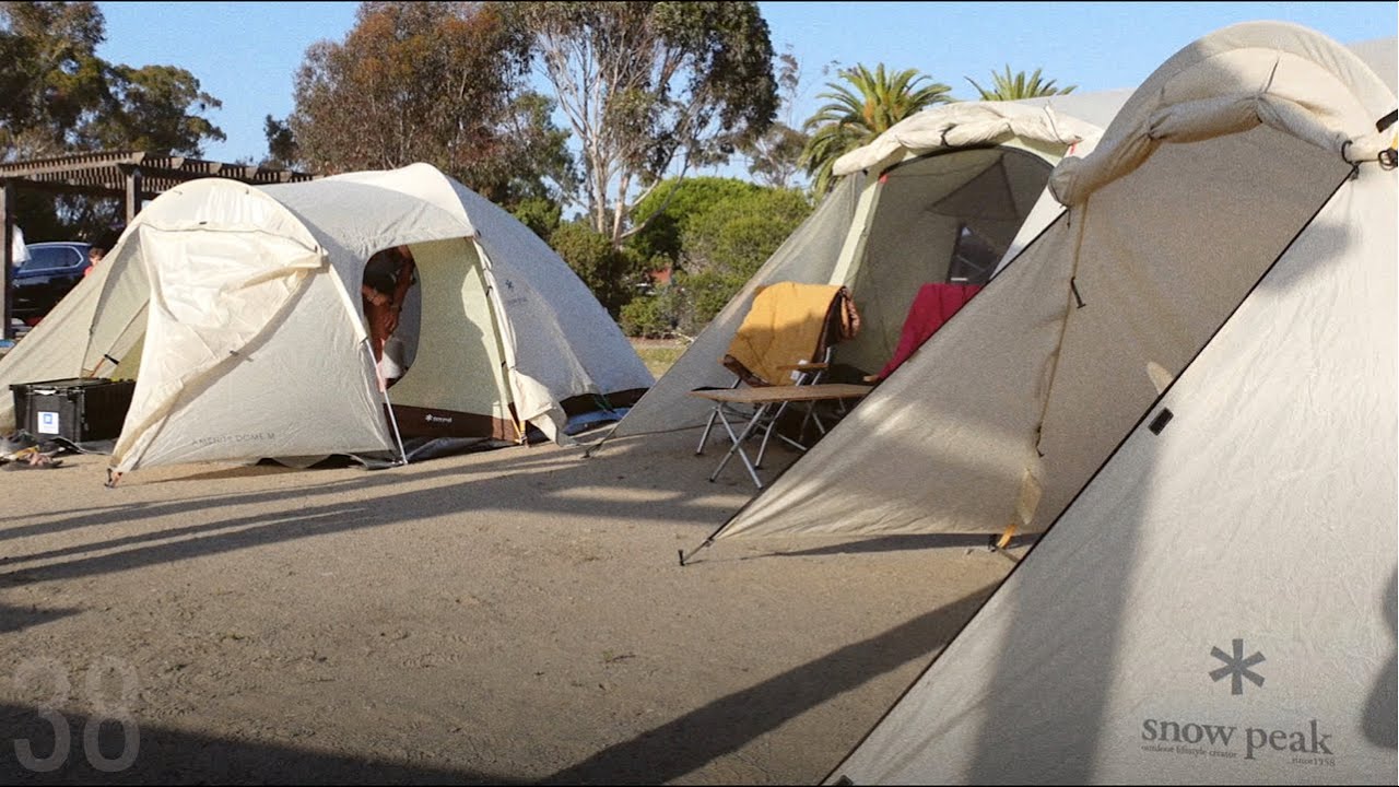 San Clemente Camping | SnowPeak Amenity Dome tent, Vault tent, Alpha Breeze tent | OBANAS OUTDOORS
