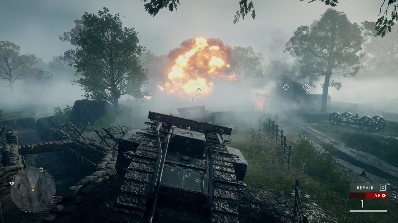 Battlefield 1 - Artillery Ammunition Explosion [on foot view included]