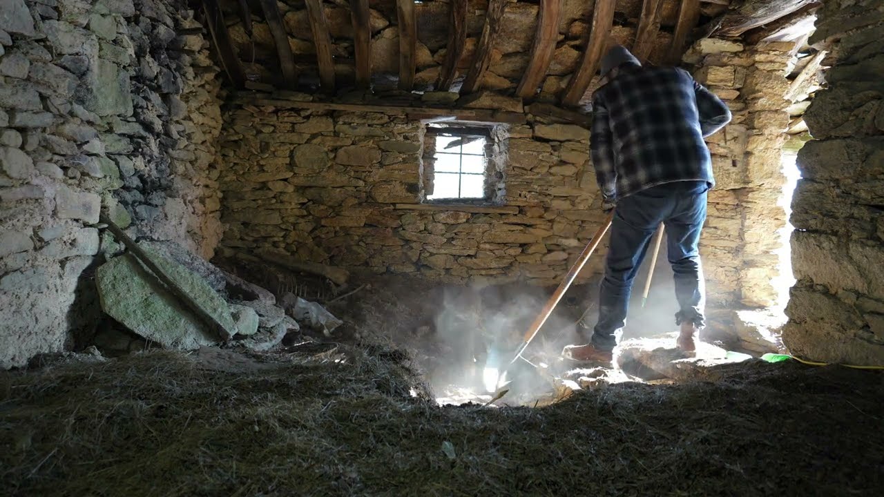 #4 Snow Has Arrived Starting Works Removing Upper Floor Inside Stone Cabin Italian Mountains