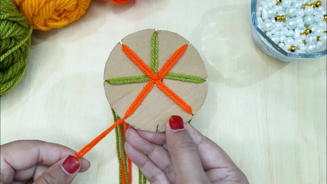 Woolen Craft Idea In 5 Minute.Amazing Hand Embroidery Flower Design Trick For beginner