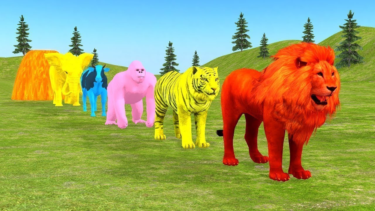 Long Slide game 7 Elephant Gorilla Buffalo Hippopotamus Tiger 3d Animal Game Funny 3d Animals 7