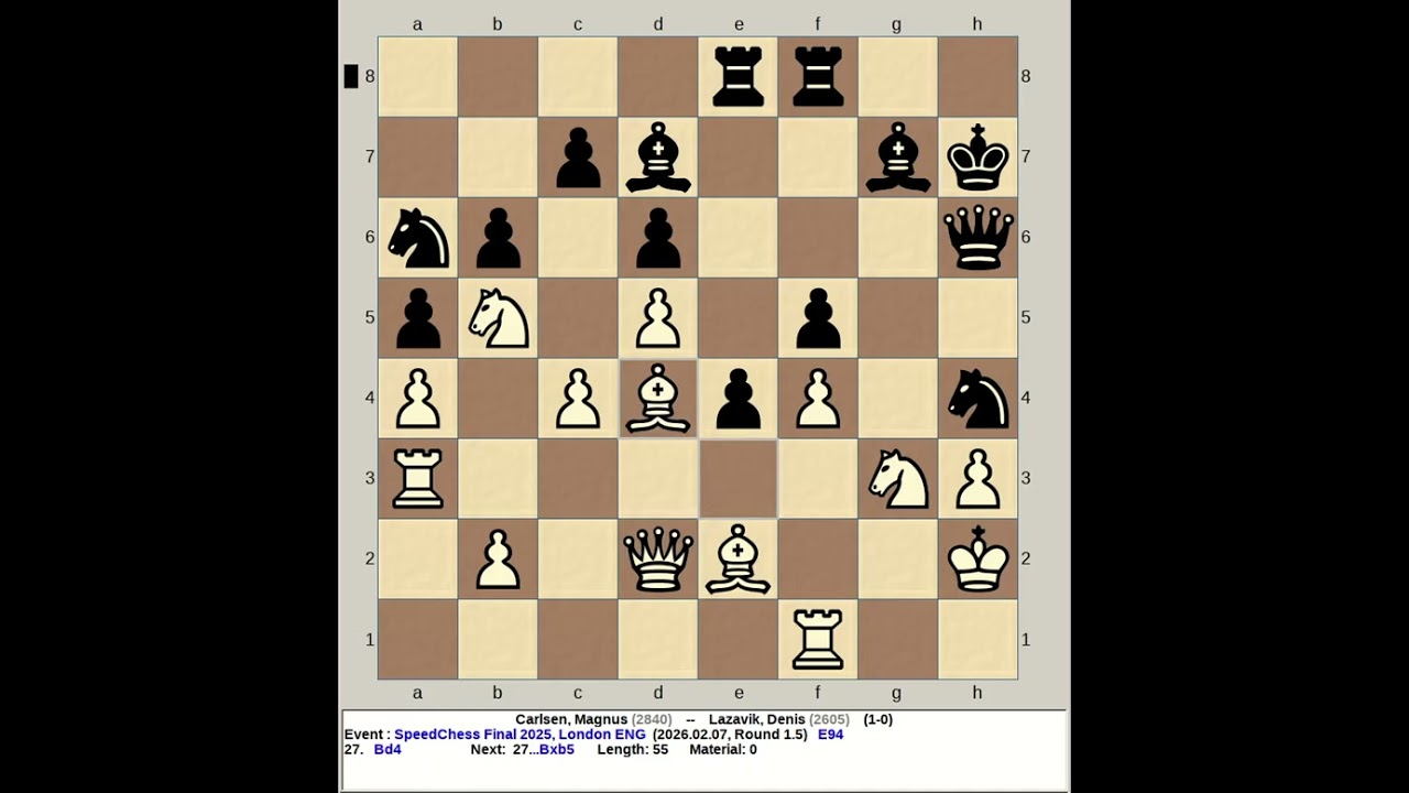 Carlsen, Magnus vs Lazavik, Denis | SpeedChess Final 2025, London England R1 5