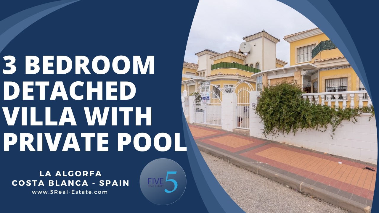 €283.500 - FANTASTIC SOUTH-FACING 3-BEDROOM DETACHED VILLA WITH PRIVATE POOL IN LO CRISPIN - SPAIN