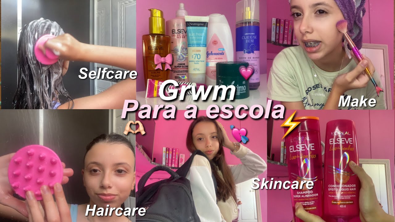 Grwm pra escola!💗 | girls talks, skincare, minha rotina✨