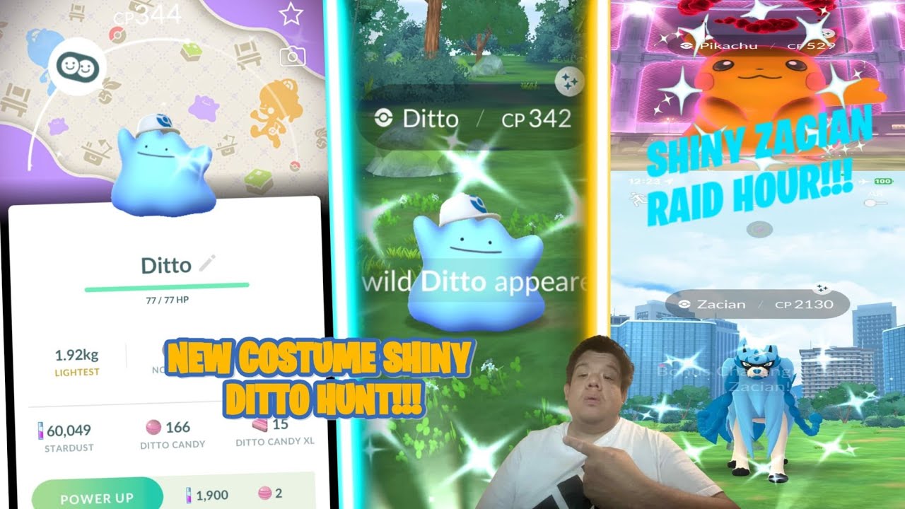 ✨SHINY HUNTING COSTUME BACKGROUND DITTO IN POKEMON GO! Shiny Zacian Raid Hour! #pokemongo