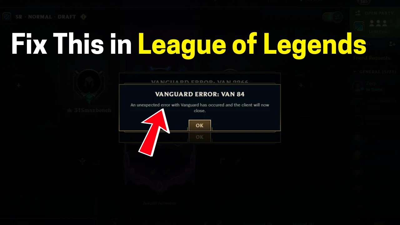 ИСПРАВЛЕНА ОШИБКА VANGUARD: VAN 84 в League of Legends