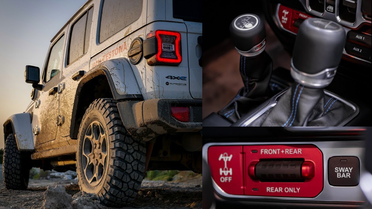 Jak korzystać z napędu 4x4 i blokad w teren&oacute;wce? | Poradnik na bazie Jeep Wrangler 4xe | Moto Okiem