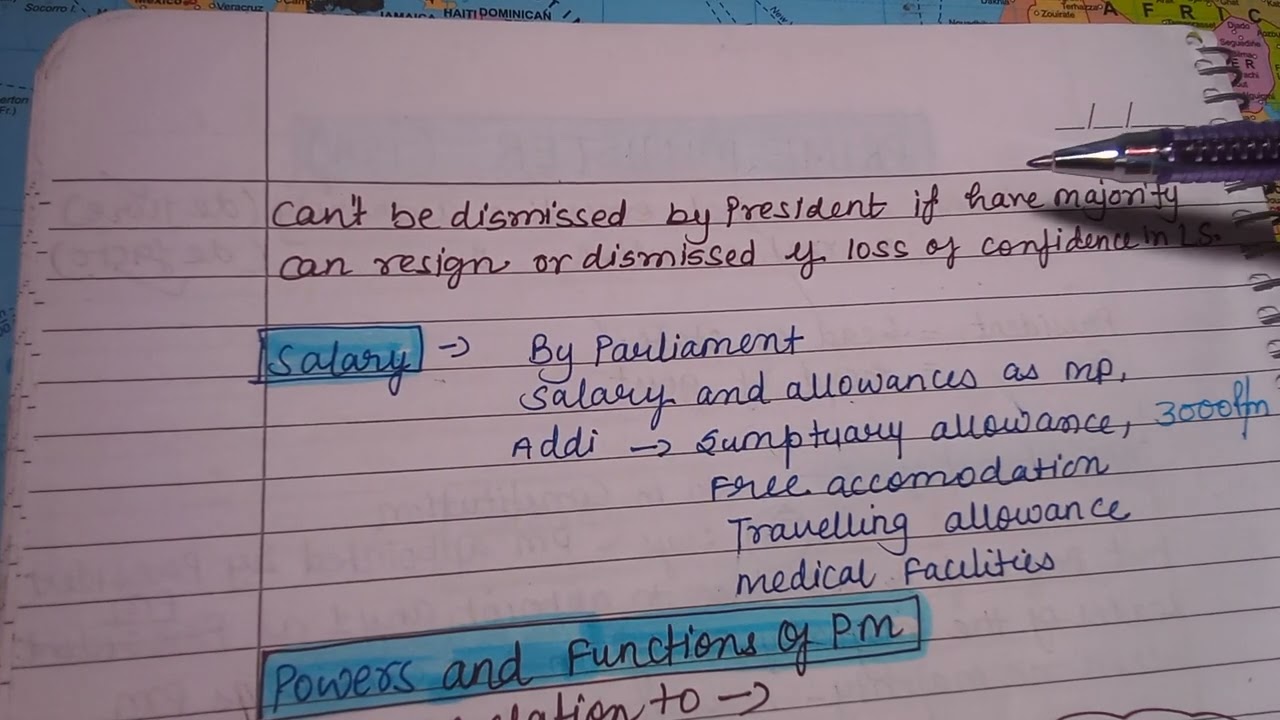 Prime Minister of India in Indian Polity by Laxmikant handwritten notes part 1 for UPSC UPPSC HPSC