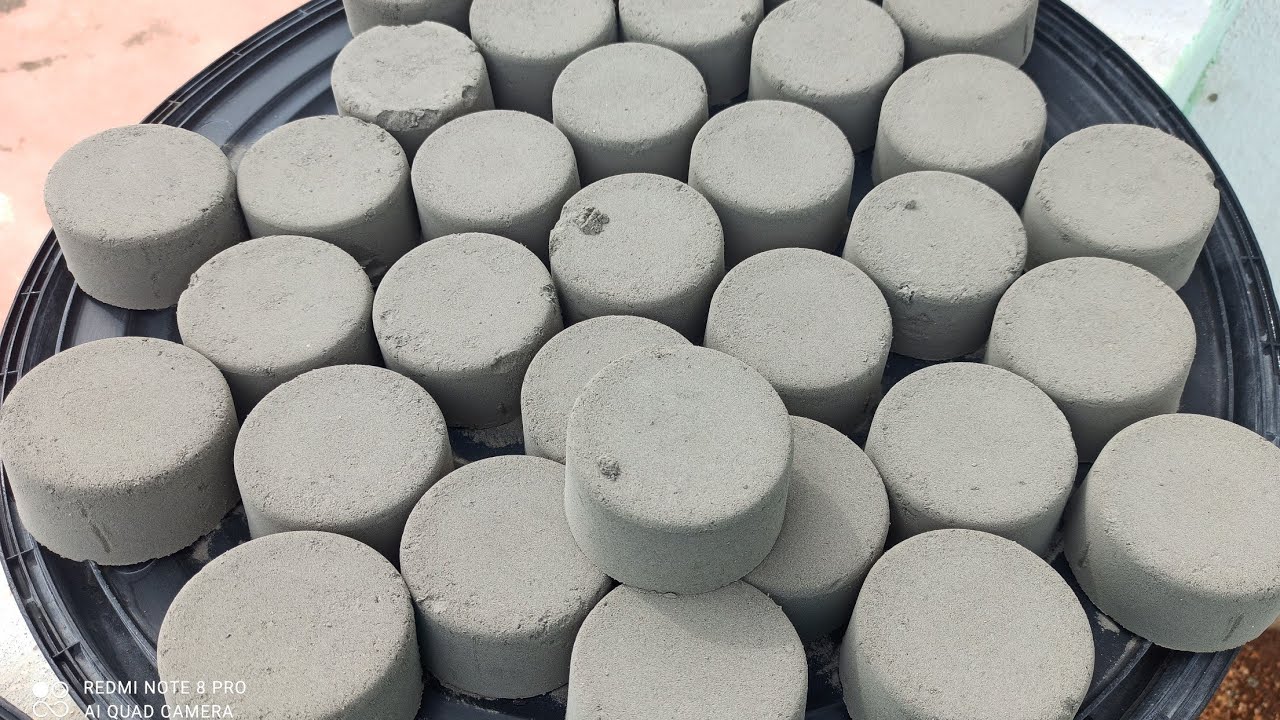 pure cement cups crumbling dry and water