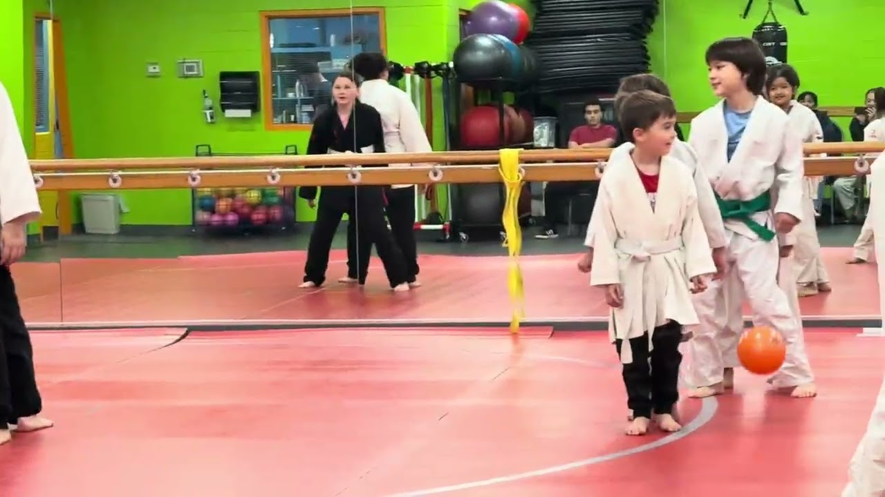 Judo kids warmup game carries ball between two backs #comedy #family #funny #laugh #smile 