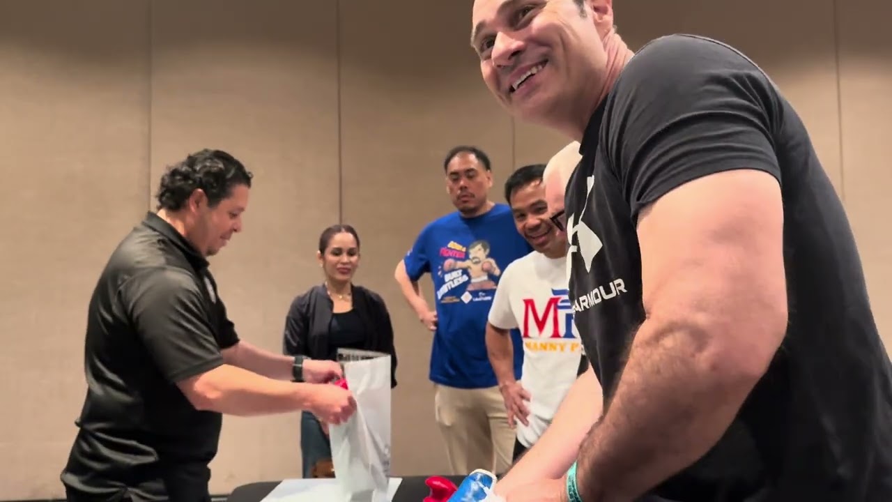 Team Pacquiao & Team Barrios Checks Gloves for FIGHT