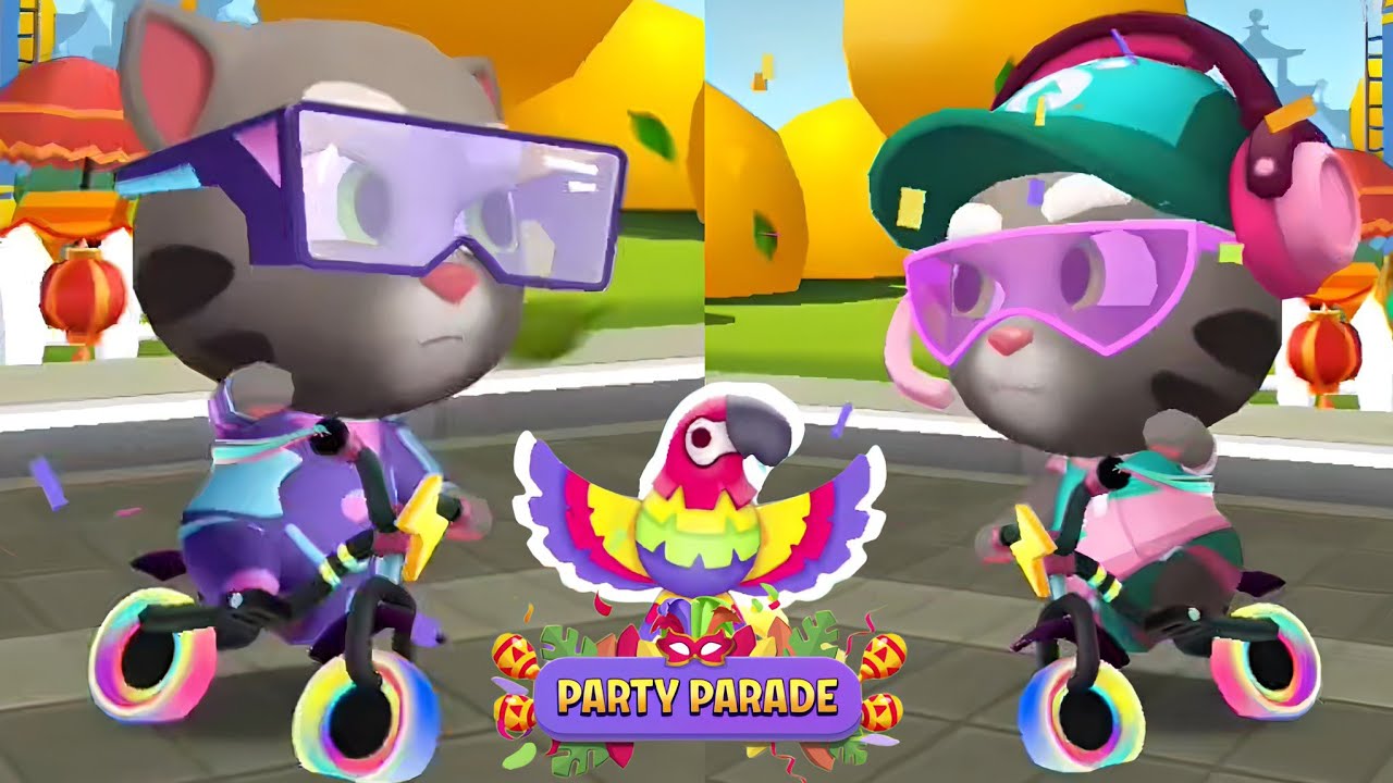 Talking Tom Gold Run Lunar New year - Party Parade event RV Gamer Tom vs Streamer Tom vs Roy Raccoon