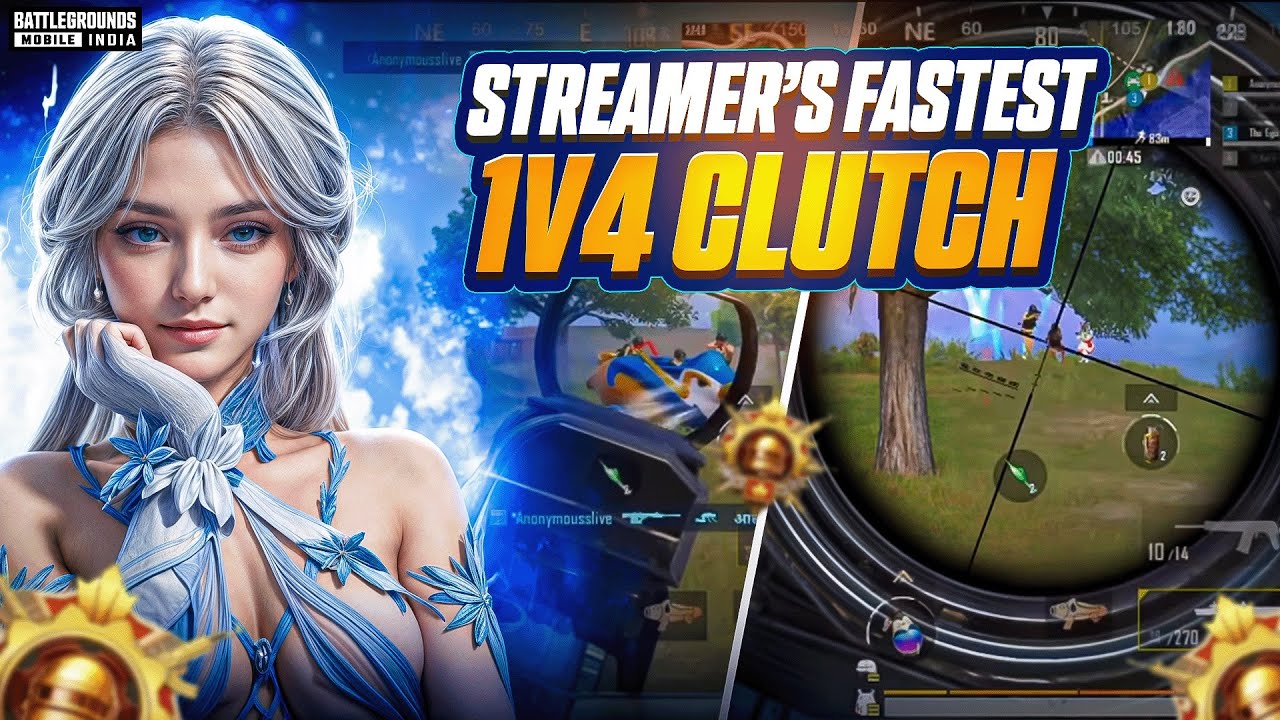 Streamer Shocked by this 1v4💀| Fastest clutch against Pro Streamers🔥| BGMI