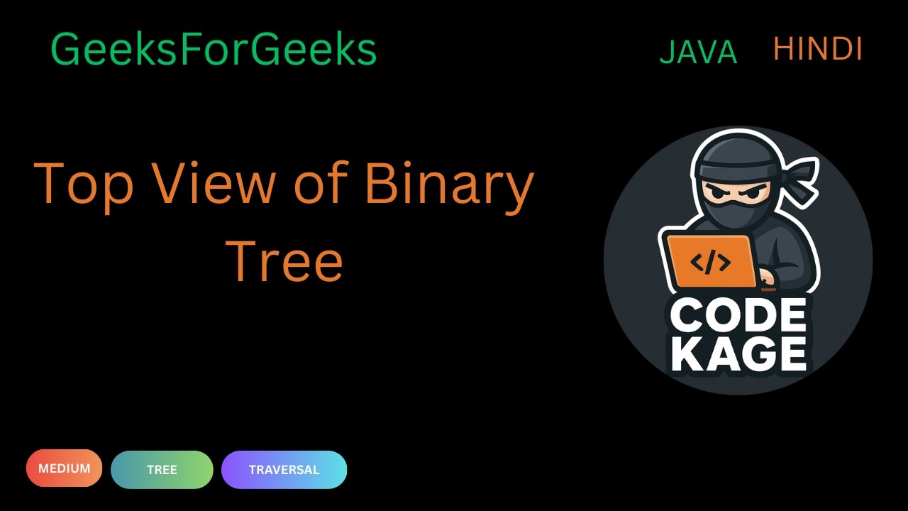 GFG | Top View of Binary Tree | BFS + Horizontal Distance | Java | Hindi