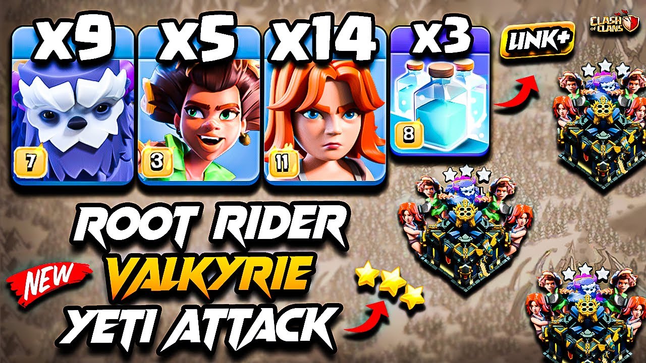 TH17 Attack Strategy With (ROOT RIDER + VALKYRIE + YETI) Clash Of Clans | Town Hall 17 Attack 2025