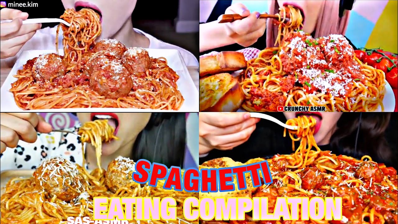 ASMR EATING SPAGHETTI EATING COMPILATION 🍝❤️
