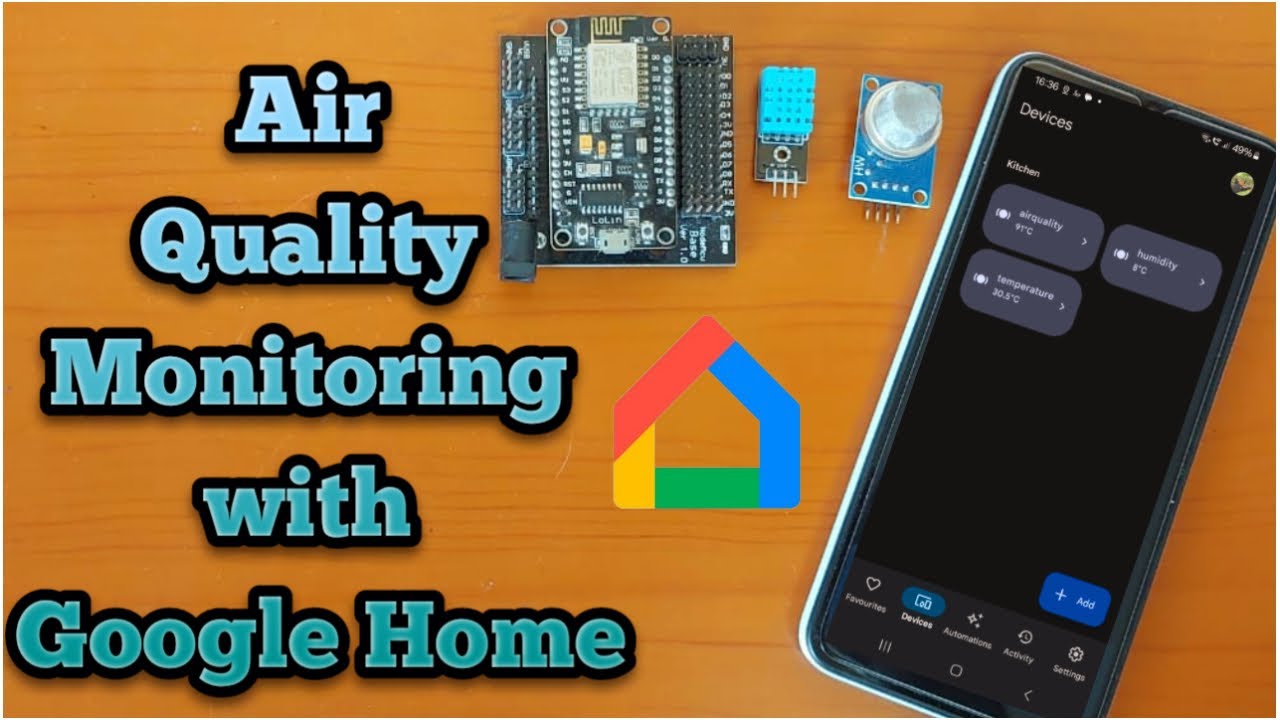 How to monitor Air Quality with Google Assistant,  ESP8266, MQ135 | Google Home Integration