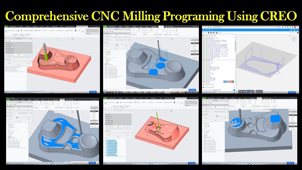 Creo Tutorial | Volume, Rough, Re-rough, Surface, Profile and Trajectory Milling Operations.