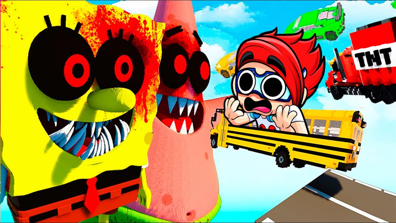 BOB EXPONJA EXE vs SUPER COCHES | Destruimos a Bob Esponja, Patricio y Calamardo