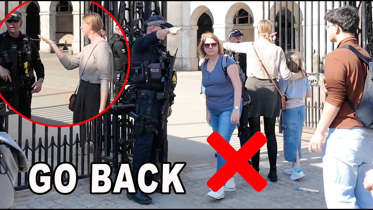 Rude Tourist insists on Going In!! Make Police Officer Angry!! 😡 GO BACK, BEHIND THE BOLLARDS