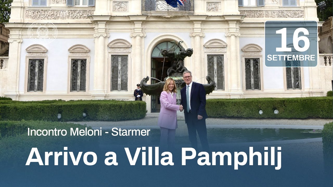 Incontro Meloni - Starmer, l'arrivo a Villa Doria Pamphilj del Primo Ministro del Regno Unito