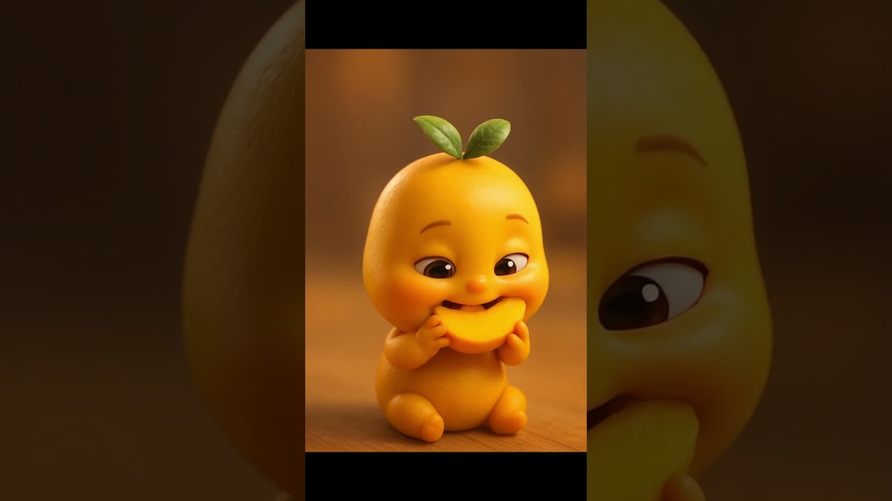 Pixar-Style Mango Baby ASMR 🍋 | Cute 3D Animation Eating Juicy Mango Slice #asmr #shorts