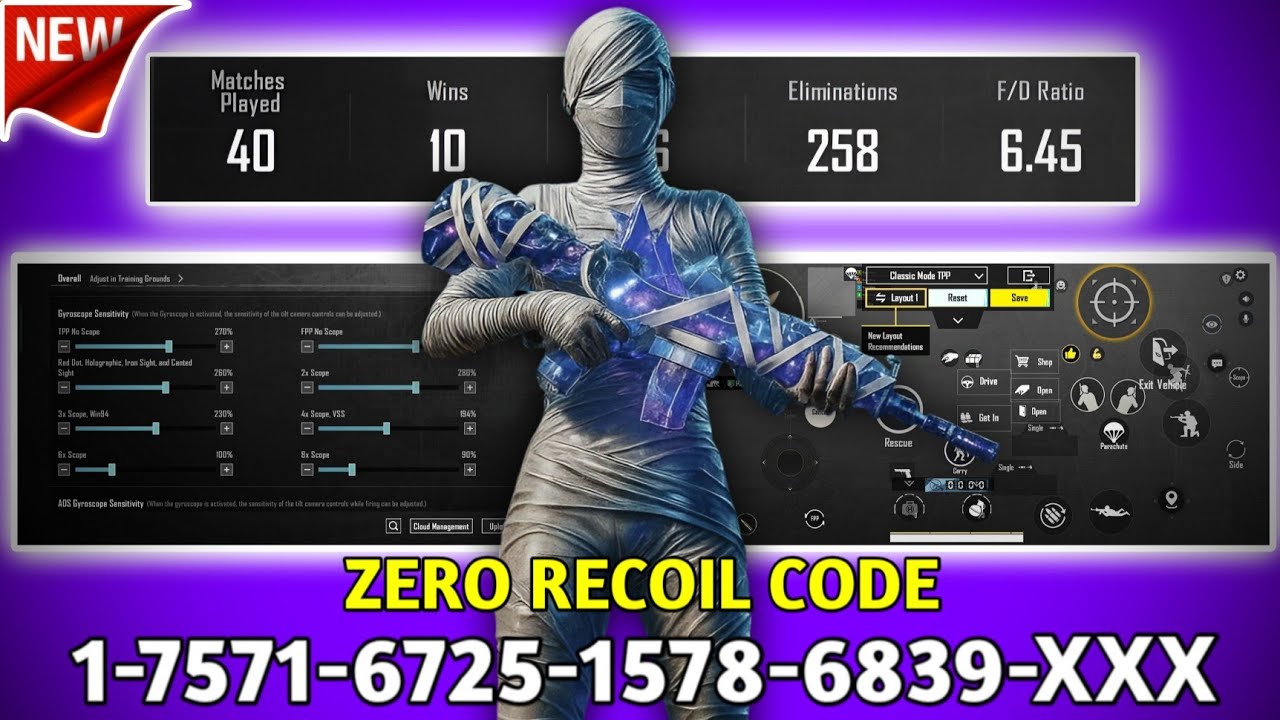 Bgmi 4.1 Update Sensitivity 🔴 | Zero Recoil Sensitivity Settings Code 💯✅ | 4 Finger Claw code!