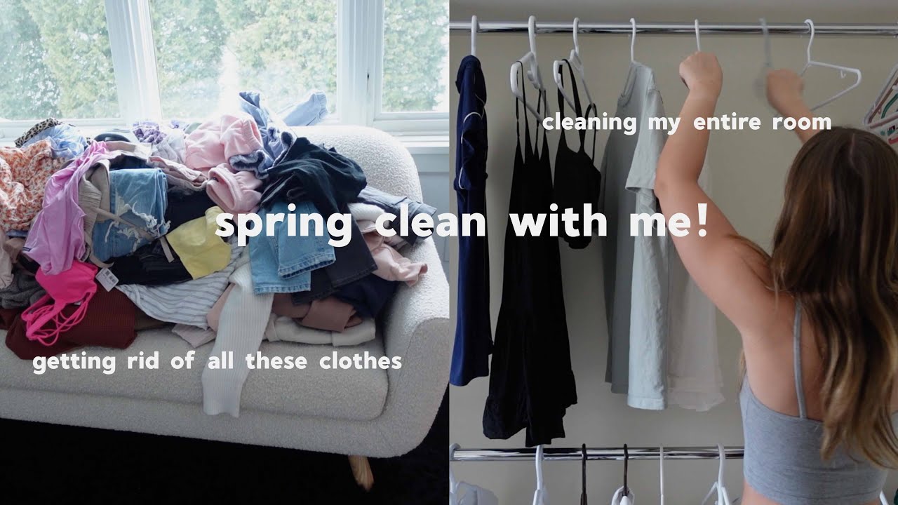 SPRING CLEAN WITH ME! cleaning my room, closet cleanout, laundry etc