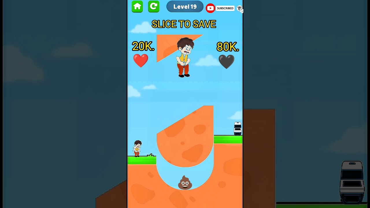 SLICE TO SAVE LEVEL19 (20K)❤️Vs (80K)🖤 SUBSCRIBE 🚽🧻 #lv15 #shorts #viral #video