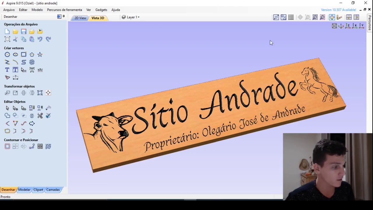 Placa de Sítio com CNC Router // Gerando o Gcode no Aspire