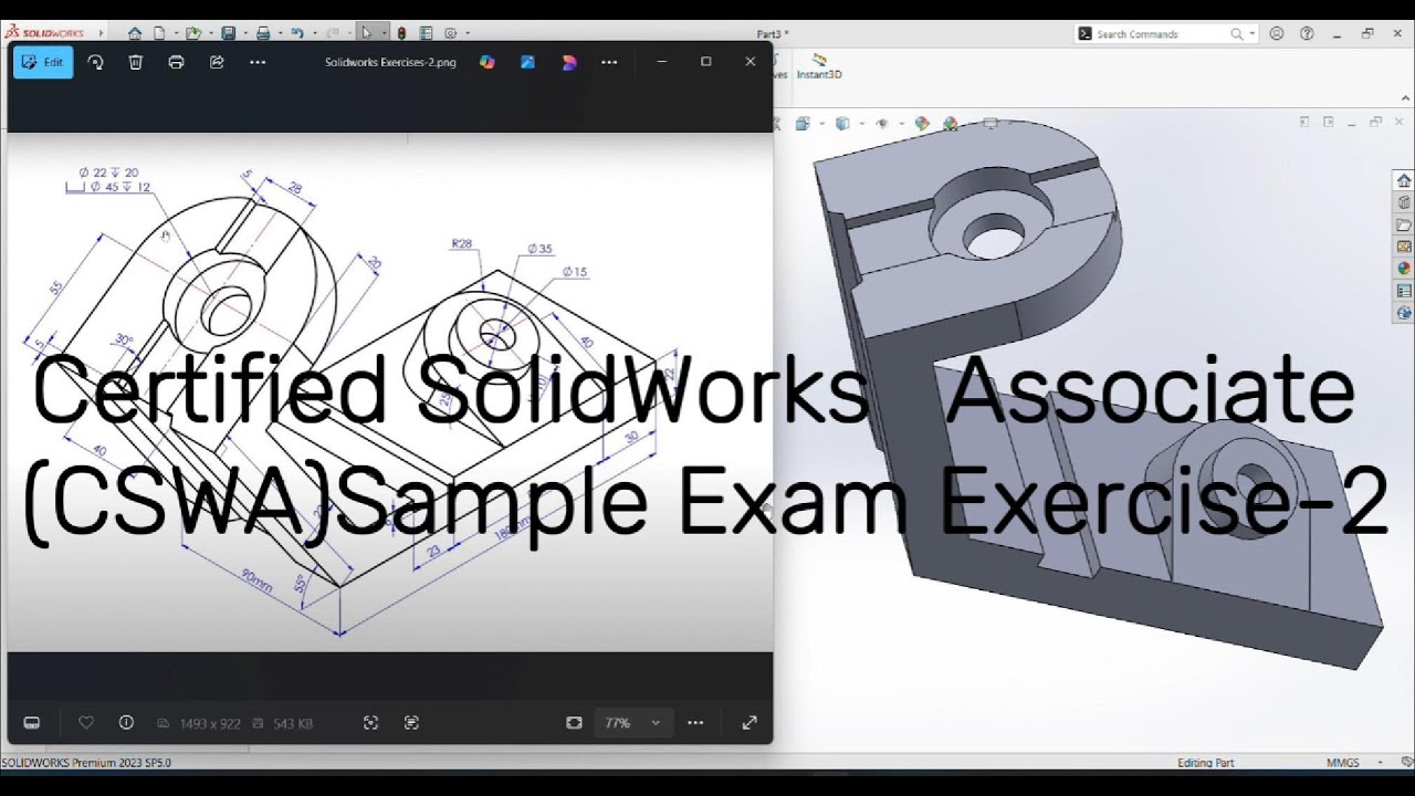 Certified Solidworks Associate (CSWA) exam exercise - 2 || Solidworks 2023