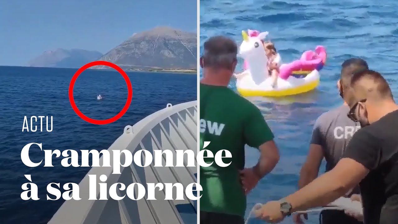L'étonnant sauvetage d'une fillette qui dérivait sur sa bouée licorne, en Grèce