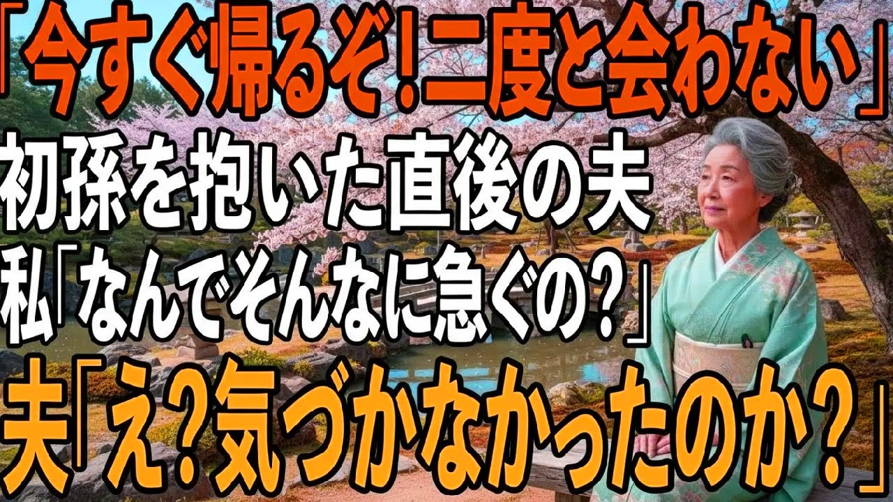 長男夫婦宅で初孫を抱いた瞬間に夫「今すぐ帰るぞ！」と叫ぶ夫大雨の中を無言で車を走らせる夫に私「何をそんなに急ぐの？」夫「え？お前はあれに気づかなかったのか？」【シニアライフ】【60代以上の方へ】