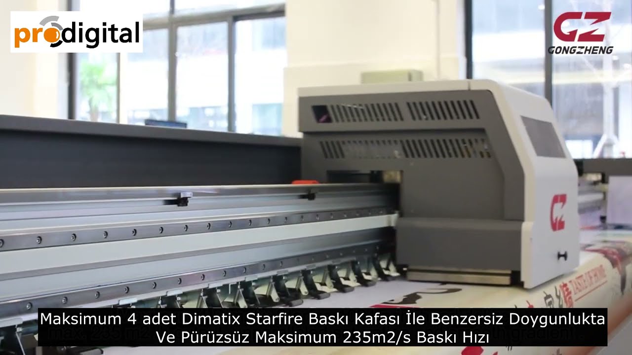 Gongzheng GZ Printmaster Solvent / EcoSolvent Dijital Baskı Makinesi 2/4 Adet Starfire Baskı Kafası
