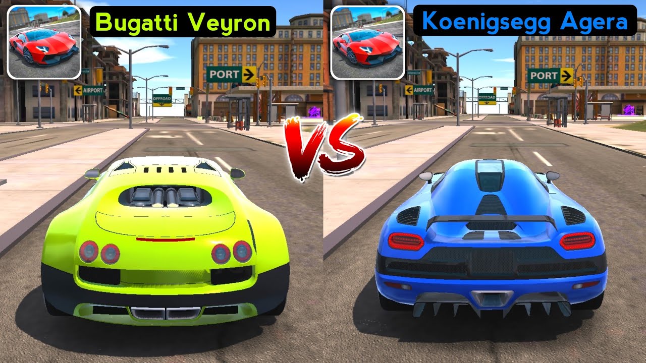 Ultimate Car Driving Simulator 2022 - Bugatti Veyron vs Koenigsegg Agera. Who Will Win?