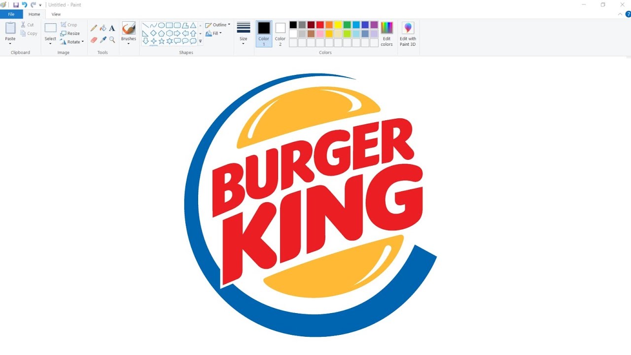 How to draw Burger King Logo in Ms Paint | Famous Logo Drawing.#burgerking #mspaint #computerdrawing