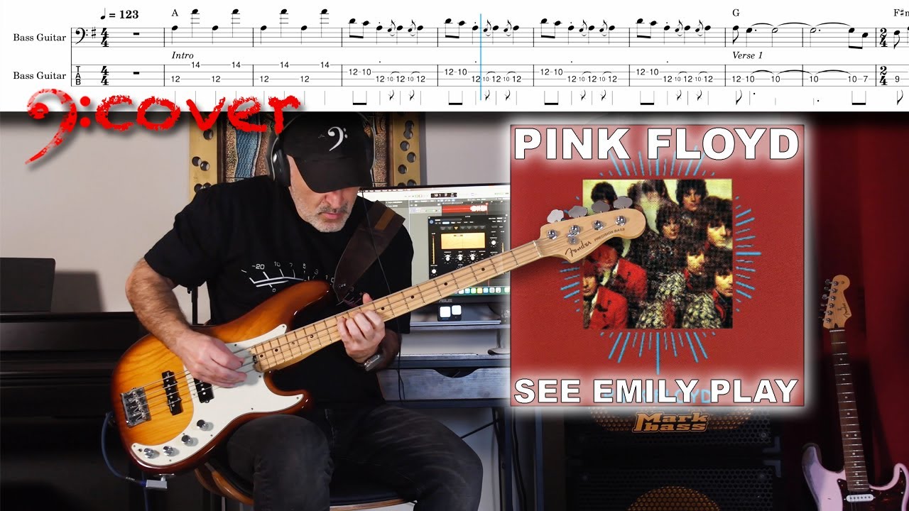 Pink Floyd - See Emily Play - Bass Cover with Tabs in 4K