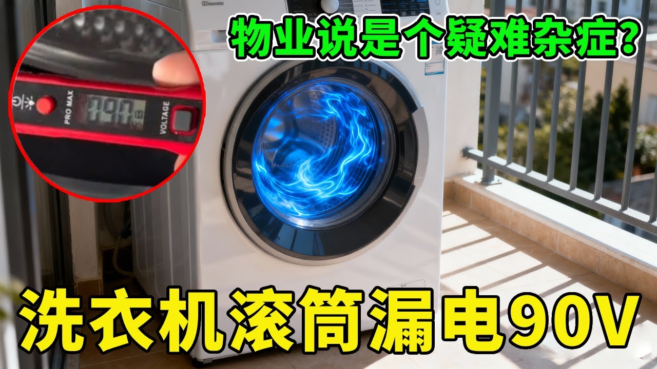 物业和客户都说是疑难杂症，洗衣机内壁漏电90V！老观众一猜就知道问题在哪？【城阳电工电路】