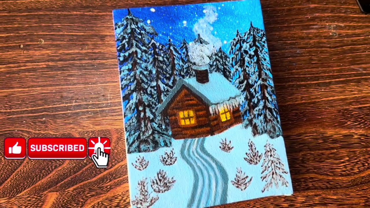 How to Paint a Peaceful Cabin in the Woods | Winter Landscape Tutorial