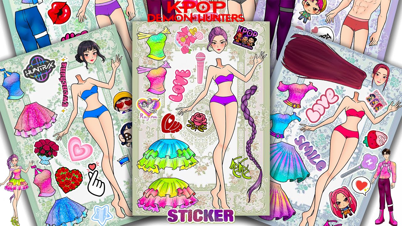 Oddly Satisfying ASMR Sticker Book Kpop Transformation! Romantic Fairy Style | Demon Hunters #156