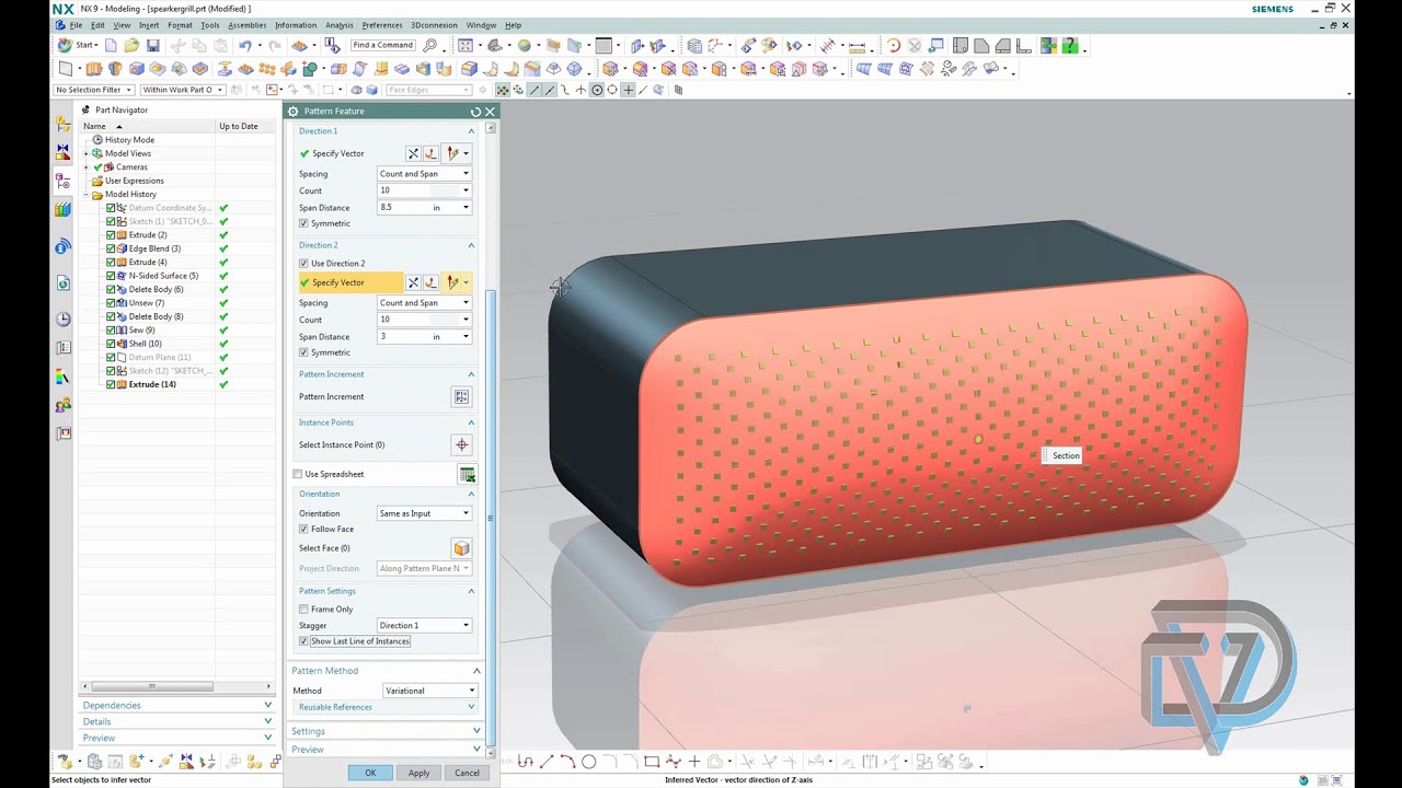 Функция шаблона NX9 с электронной таблицей