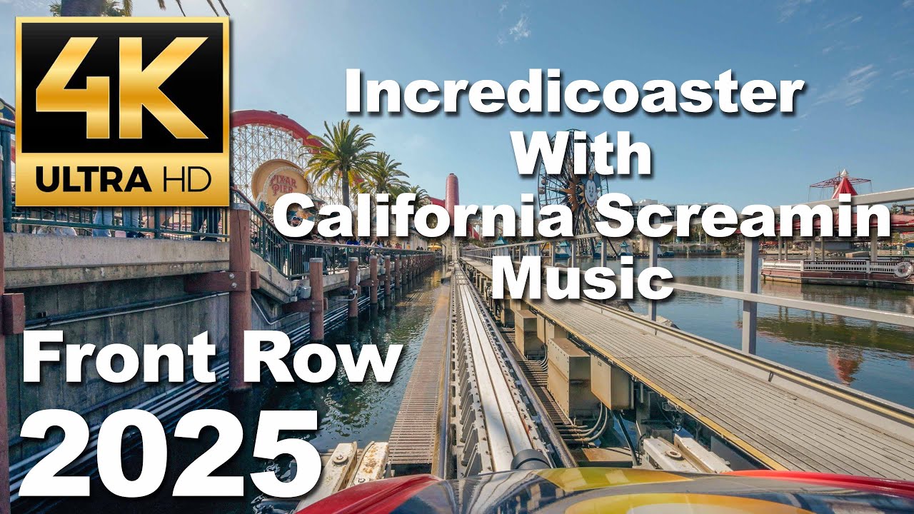 [4K] Incredicoaster with California Screamin' Music - (Front Row) Disney California Adventure