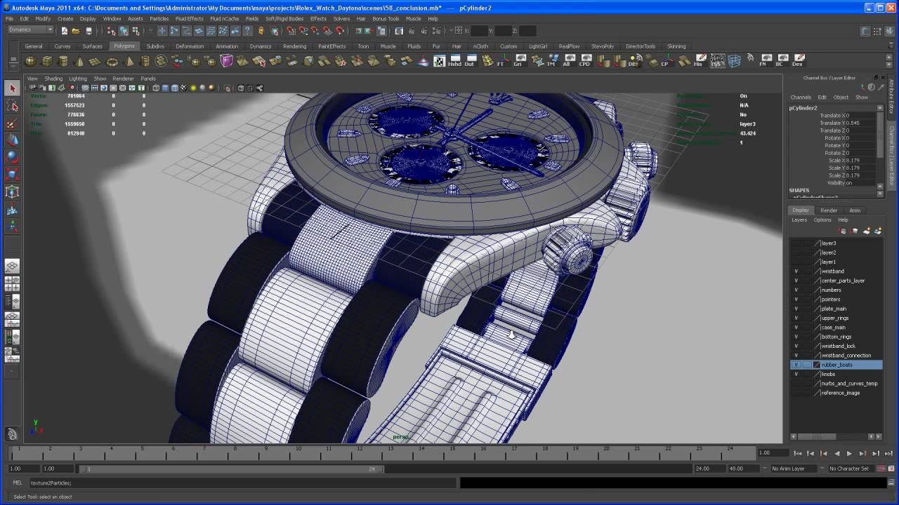 Modeling tutorial in Maya - ROLEX DAYTONA watch - Part 58: conclusion