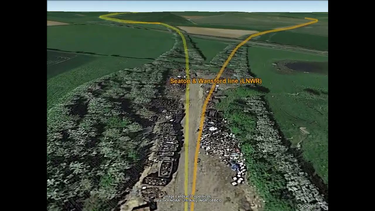 Rugby & Stamford Railway trackbed flight sim: (2) Market Harborough to Stamford